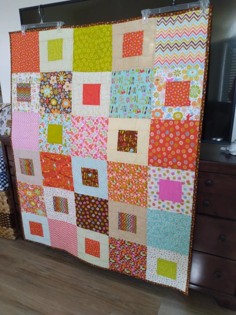 🤎🧡💙BN PATCHWORK SQUARES HANDMADE QUILT UNIQUE GIFT